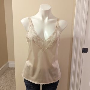 Vintage Maiden Form tan camisole with lace trim size medium union made